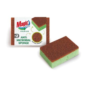 Magic clean Premium Гъба с антибактериална фибра 2 бр Комплект