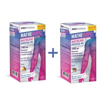 AboPharma Магнефорс Ликуид 1563мг Магнезий цитрат+В6 вкус манго и маракуя х 20 стика + Магнезий цитрат+В6 вкус кола х 20 стика Комплект