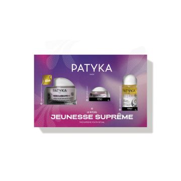 Patyka Age Global Supreme Уплътняващ крем 50 мл + Patyka Age Global Supreme Лифтинг балсам за околоочен контур 5 мл + Patyka Age Specific Intensif Възстановяващ нощен серум за лице 15 мл Комплект
