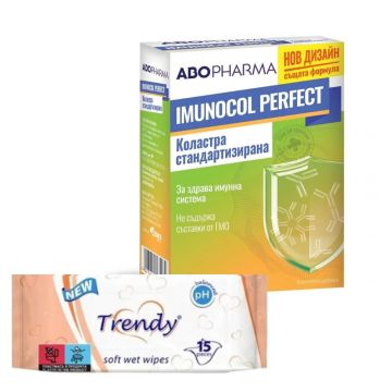 AboPharma Imunocol Perfect Коластра за имунитет 500 мг х 30 капсули + Trendy Мокри кърпички x 15 бр Комплект 