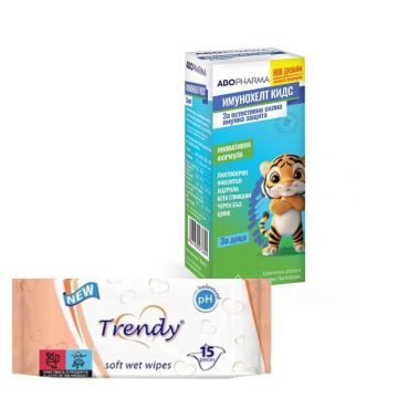 AboPharma ImunoHealth Kids Сироп за имунитет за деца 100 мл + Trendy Мокри кърпички x 15 бр Комплект 