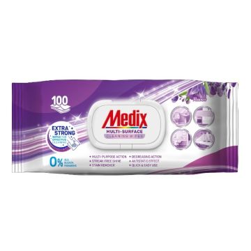 Medix Мултифункционални почистващи мокри кърпички Flowers  лилави 100 бр