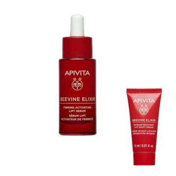 Apivita Beevine Elixir Коригиращ бръчките и стягащ серум против стареене 30 мл + Обновяващ нощен крем 15 мл Комплект