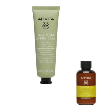  Apivita Express Beauty Почистваща маска за лице със зелена глина 50 мл + Apivita Holistic Hair Care Шампоан за честа употреба 75 мл Комплект