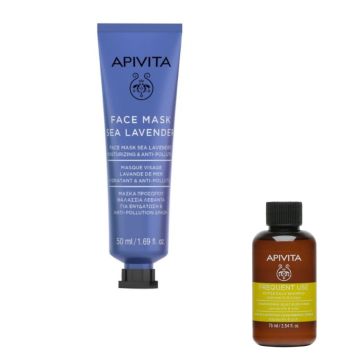 Apivita Express Beauty Хидратираща маска за лице с морска лавандула 50 мл + Apivita Holistic Hair Care Шампоан за честа употреба 75 мл Комплект