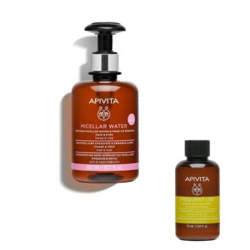 Apivita Cleansing Почистваща мицеларна вода за лице и очи 300 мл + Apivita Holistic Hair Care Шампоан за честа употреба 75 мл Комплект