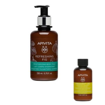 Apivita Refreshing Fig Хидратиращо и ревитализиращо мляко за тяло със смокиня 200 мл + Apivita Holistic Hair Care Шампоан за честа употреба 75 мл Комплект