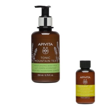 Apivita Tonic Mountain Tea Хидратиращо мляко за тяло с планински чай 200 мл + Apivita Holistic Hair Care Шампоан за честа употреба 75 мл Комплект
