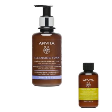 Apivita Cleansing Почистваща кремообразна пяна за лице и очи 200 мл + Apivita Holistic Hair Care Шампоан за честа употреба 75 мл Комплект