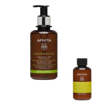 Apivita Cleansing Нежен антисептичен почистващ гел за смесена и мазна кожа 200 мл + Apivita Holistic Hair Care Шампоан за честа употреба 75 мл Комплект