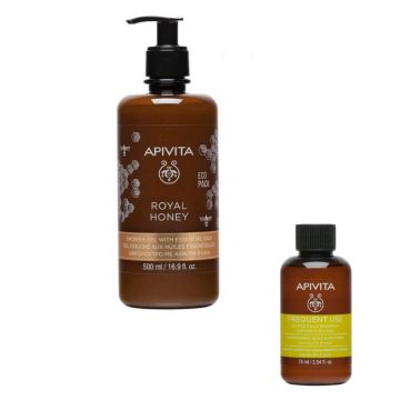 Apivita Royal Honey Хидратиращ и релаксиращ душ-гел с мед и етерични масла 500 мл + Apivita Holistic Hair Care Шампоан за честа употреба 75 мл Комплект