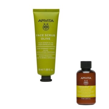 Apivita Express Beauty Ексфолиант за лице с маслина 50 мл + Apivita Holistic Hair Care Шампоан за честа употреба 75 мл Комплект