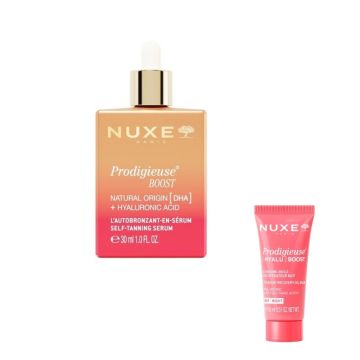 Nuxe Prodigieux Boost Автобронзиращ серум 30 мл + Олио-балсам за нощна грижа 15 мл Комплект