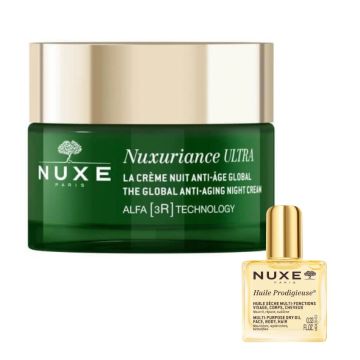 Nuxe Nuxuriance Ultra Противостареещ нощен крем за лице с глобално действие 50 мл + Nuxe Huile Prodigieuse Мултифункционално сухо олио 10 мл Комплект