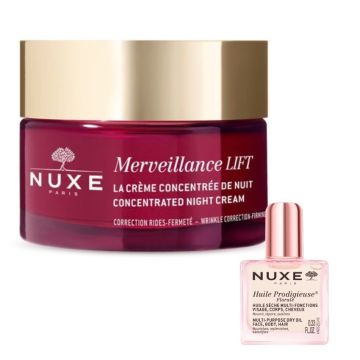 Nuxe Merveillance Lift Нощен крем за лице против бръчки с лифтинг ефект 50 мл + Nuxe Huile Prodigieuse Florale Мултифункционално флорално сухо олио 10 мл Комплект