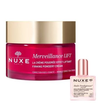 Nuxe Merveillance Lift Уплътняващ копринен крем за лице против бръчки с лифтинг ефект 50 мл + Nuxe Huile Prodigieuse Florale Мултифункционално флорално сухо олио 10 мл Комплект