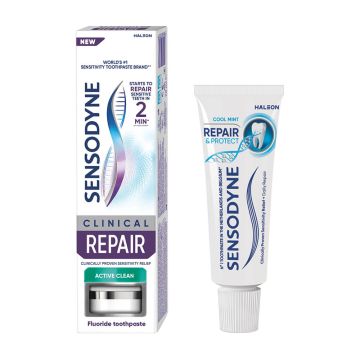 Sensodyne Clinical Repair Active Clean Паста за чувствителни зъби 75 мл + Sensodyne Repair and Protect паста за зъби 15 мл Комплект