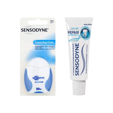 Sensodyne конец за зъби + Sensodyne Repair and Protect паста за зъби 15 мл Комплект