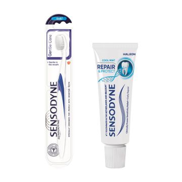 Sensodyne Gentle Care Soft четка за зъби + Sensodyne Repair and Protect паста за зъби 15 мл Комплект