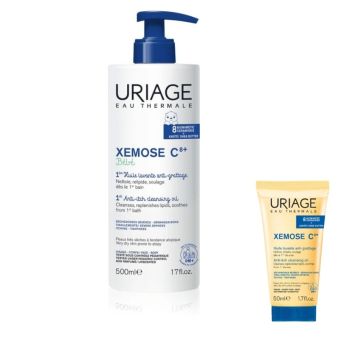 Uriage Xemose C8+ Bebe Успокояващо почистващо душ-олио за бебета и деца 500 мл + Uriage Xemose C8+ Почистващо душ олио за лице и тяло 50 мл Комплект