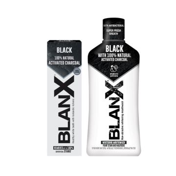BlanX Black Паста за зъби с активен въглен 75 мл + BlanX Black Вода за уста 500 мл Комплект