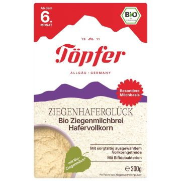 Topfer Bio Млечна каша с козе мляко и пълнозърнест овес "Хармония" 6М+ 200 г