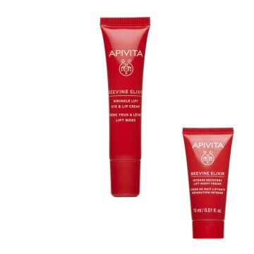 Apivita Beevine Elixir Коригиращ бръчките стягащ дневен крем с лека текстура 50 мл + Обновяващ нощен крем 15 мл Комплект