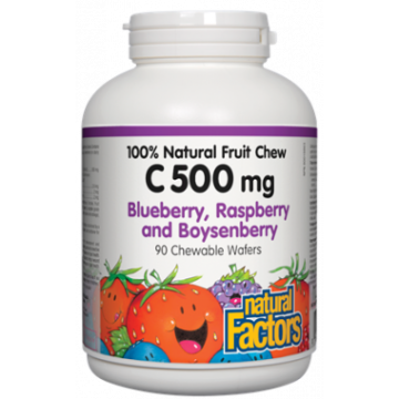 Natural Factors 100 % Natural Fruit Chew C 500 mg горски плодове 500 мг х 90 дъвчащи таблетки