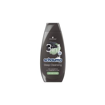 Schauma Men Deep Cleansing Шампоан за мъже 3в1 за лице, коса и тяло с активен въглен 400 мл