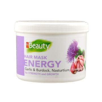 MM Beauty Маска за укрепване и стимулиране растежа на косата с екстракт от чесън, репей, латинка и розмарин 500 мл