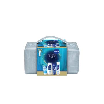 Nivea Серум-лосион за тяло с изглаждащ ефект 200 мл + Derma Control Defend Душ-гел за тяло 250 мл + Derma Control Defend Део спрей против изпотяване за жени 150 мл + Измиващ гел за нормална кожа 150 мл + Несесер Комплект