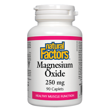 Natural Factors Magnesium Oxide за поддържане на мускулната функция 250 мг х 90 каплети