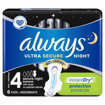 Always Ultra Secure Night Нощни дамски превръзки х 6 бр.