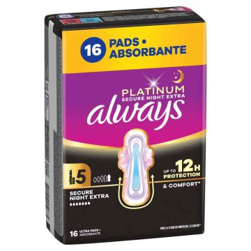 Always Platinum Secure Night Нощни дамски превръзки Размер 5 х 16 бр.