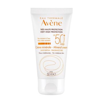 Avene Слънцезащитен минерален крем за лице за чувствителна и нетолерантна кожа SPF50+ 50 мл