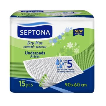 Septona Dry Plus Scented Underpads Ароматизирани еднократни чаршафи 90/60 см 15 бр 