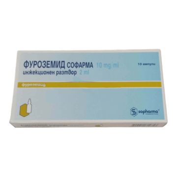 Фуроземид инжекционен разтвор 10 мг/мл 10 ампули х 2 мл Sopharma