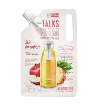 Missha Talks Vegan Pocket Sleeping Mask Нощна пилинг маска за лице с ябълка и ананас 10 гр