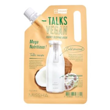 Missha Talks Vegan Pocket Sleeping Mask Нощна подхранваща маска за лице с кокос и нони 10 гр