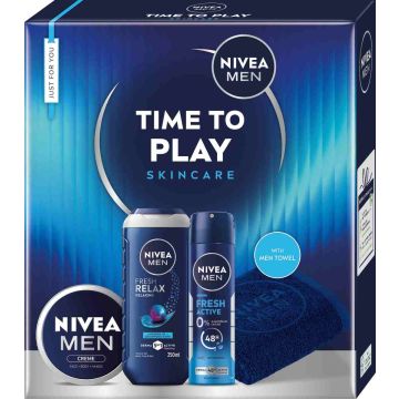 Nivea Men Total Relax Душ гел за мъже 3в1 за лице, коса и тяло 250 мл + Fresh Active Дезодорант спрей против изпотяване за мъже 150 мл + Creme Универсален крем за мъже 150 мл Комплект 