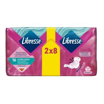 Libresse Freshness & Protection Ultra Long+ Дамски превръзки х 16 бр.