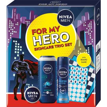 Nivea Men Fresh Kick Душ-гел за мъже с мента 250 мл + Дезодорант спрей против изпотяване за мъже 150 мл + Универсален крем за мъже 30 мл Комплект