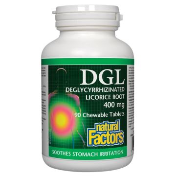 Natural Factors DGL при стомашни киселини 400 мг х 90 дъвчащи таблетки