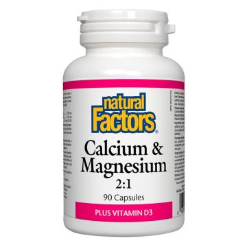 Natural Factors Calcium & Magnesium & D3 при проблеми с костите, зъбите и мускулната функция 376 мг х 90 капсули