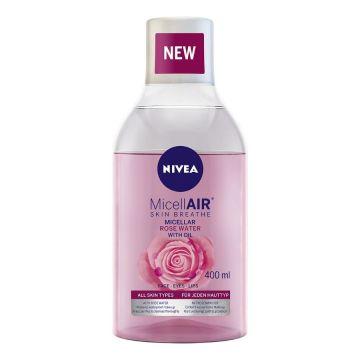 Nivea Micellair Expert Двуфазна мицеларна вода за отстраняване на водоустойчив грим с розово масло 400 мл