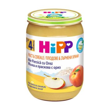 Hipp Био пълнозърнеста каша плодове и ориз 4М+ 190 г