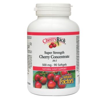 Natural Factors CherryRich Cherry Concentrate Череша Супер концентрат при подагра 500 мг х 90 капсули