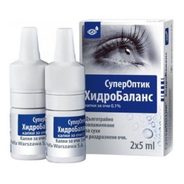 СуперОптик Хидробаланс Капки за очи 5 мл 2 бр Polpharma