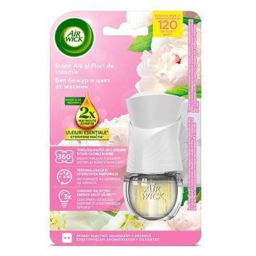 Air Wick Електрически ароматизатор + пълнител Extra Oils Божур и жасмин 19 мл