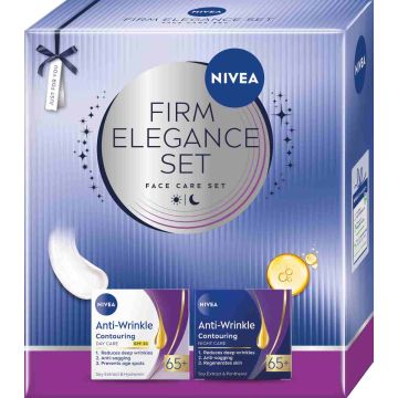 Nivea Anti-Wrinkle Plus Контуриращ дневен крем за лице против бръчки 65+ 50 мл + Контуриращ нощен крем за лице против бръчки 65+ 50 мл Комплект